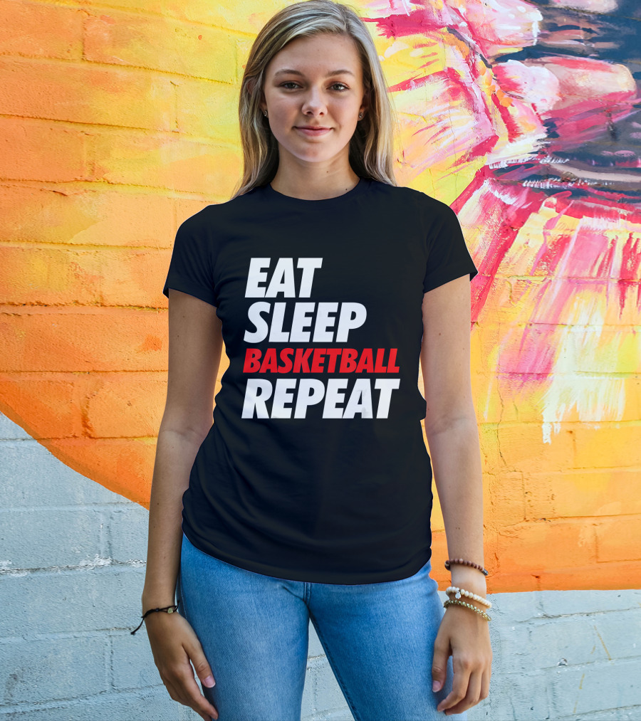 Eat Sleep Basketball Repeat Sports Fan Lifestyle Mantra T-Shirt