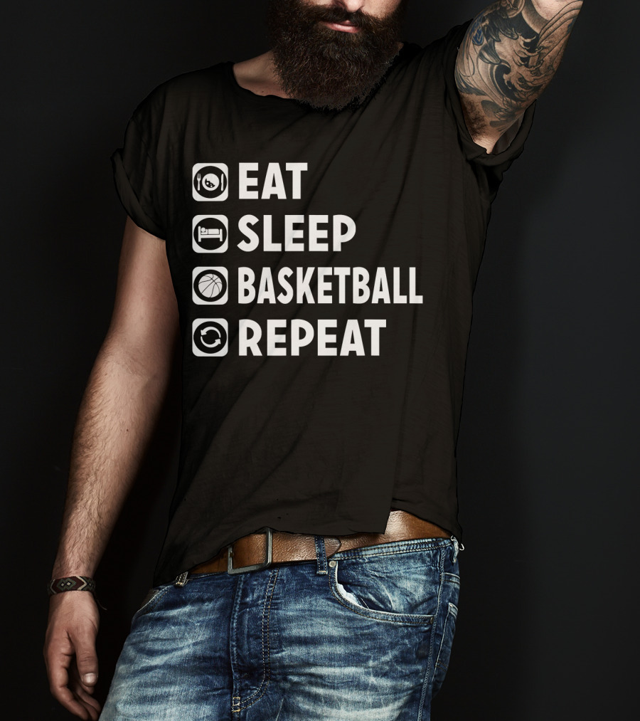 Eat Sleep Basketball Repeat Funny Bas Iconic Lifestyle Routine T-Shirt