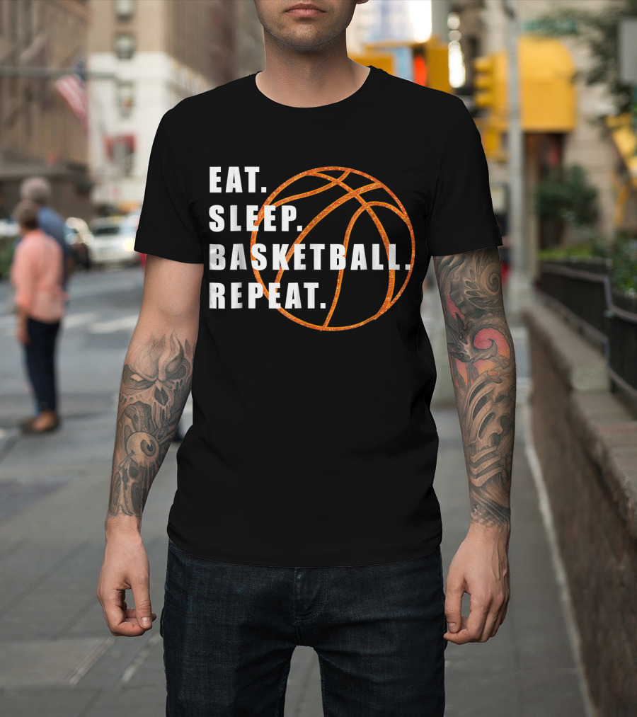 Eat Sleep Basketball Repeat Basketball Lines T-Shirt