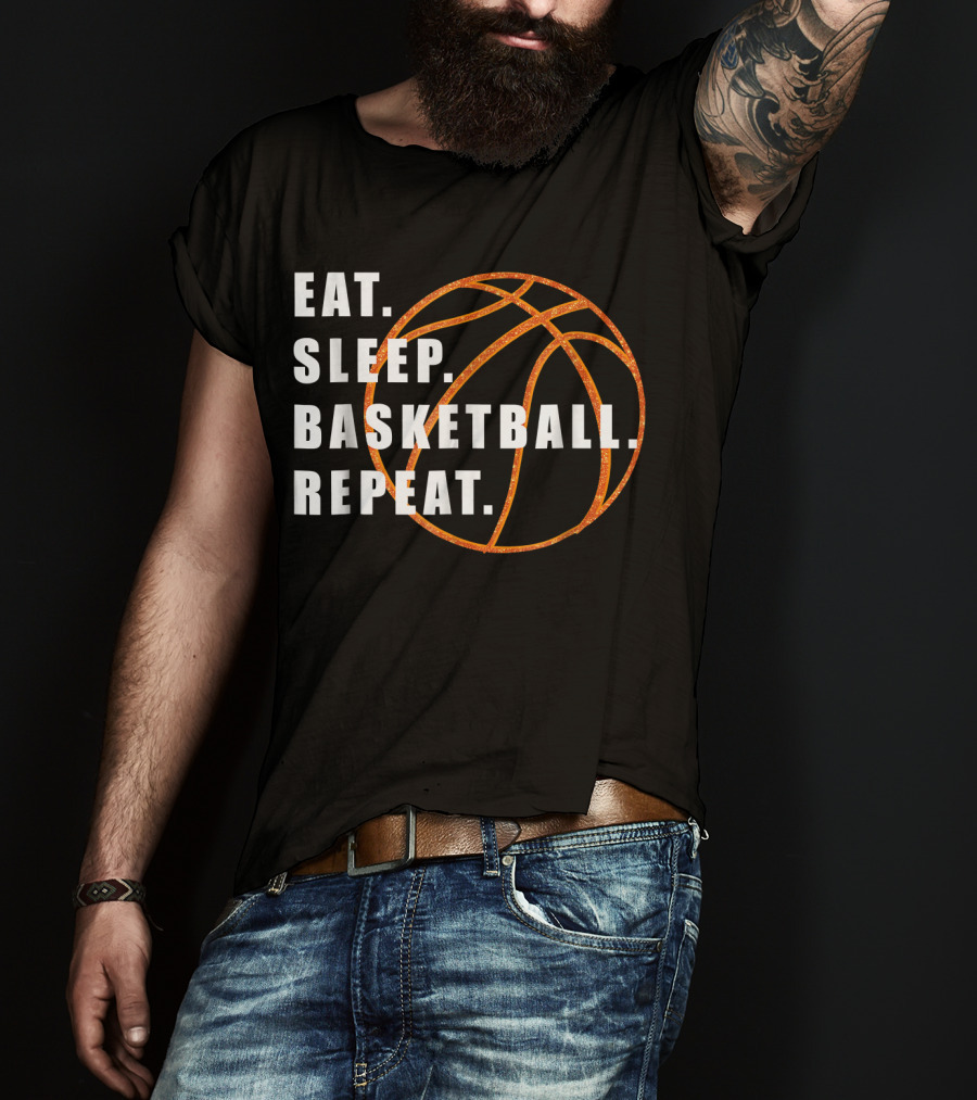 Eat Sleep Basketball Repeat Basketball Lines T-Shirt