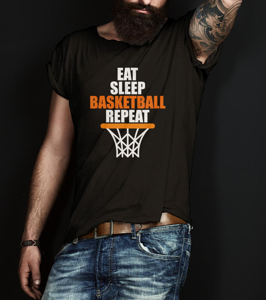 Eat Sleep Basketball Repeat Basketball Hoop T-Shirt