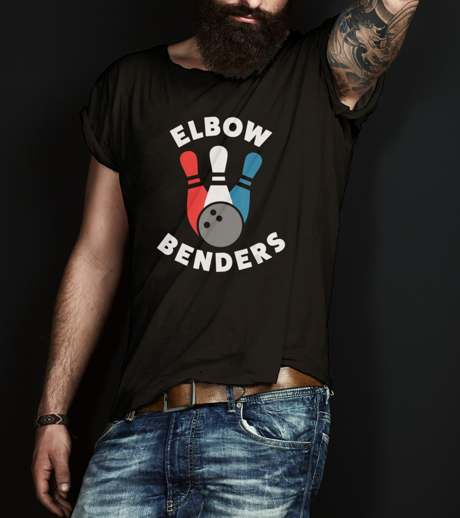 Elbow Benders Bowling League Team Pins And Ball T-Shirt