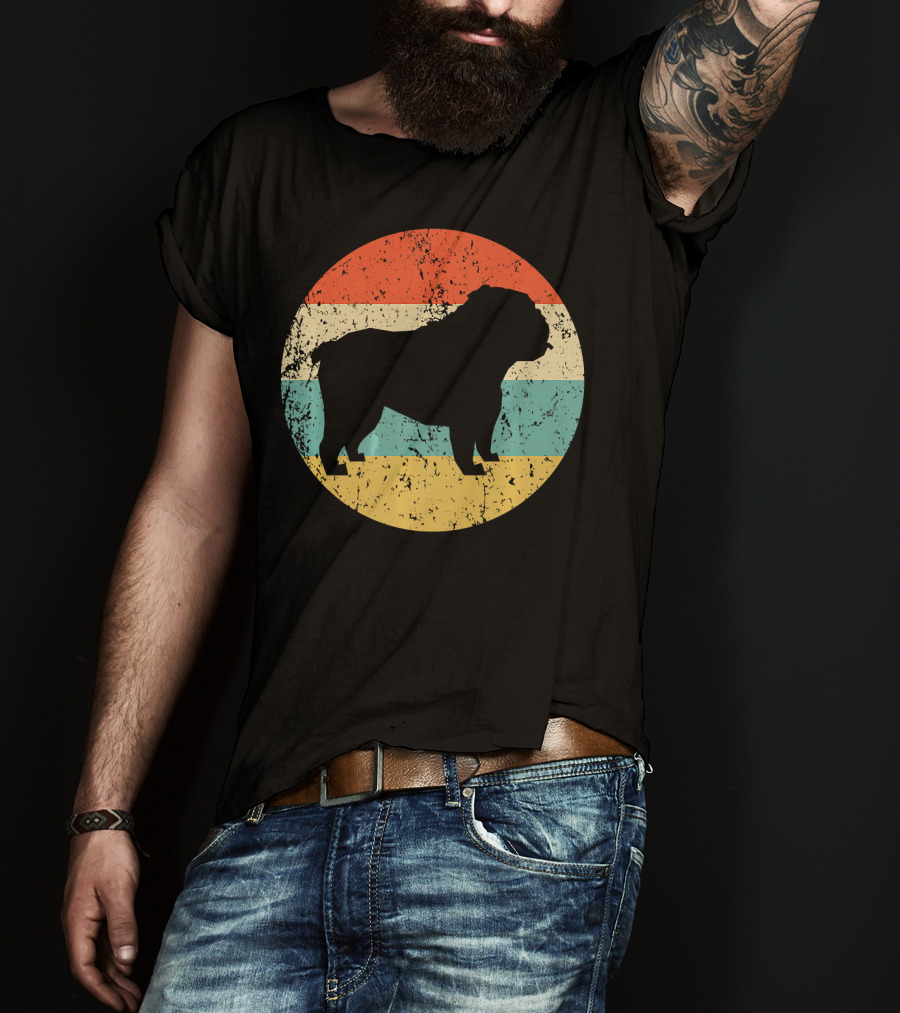 English Bulldog Retro Circle T-Shirt