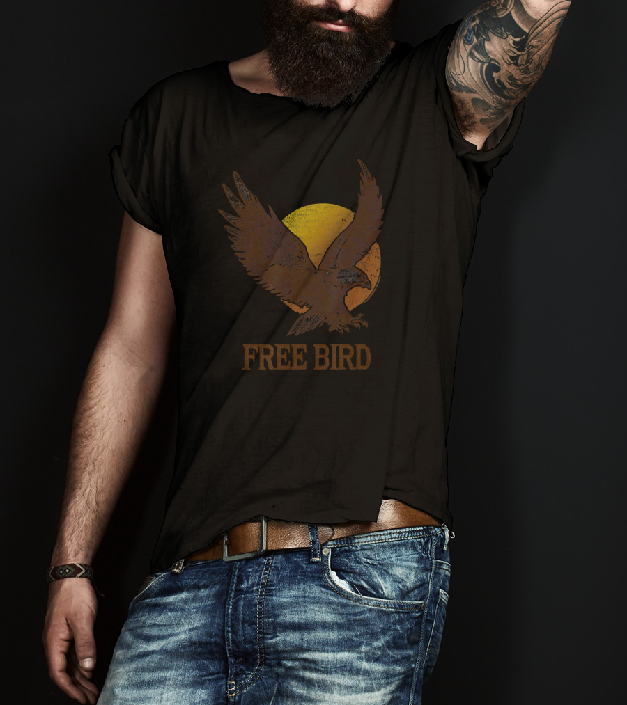 Free Bird Eagle Silhouette Sun Circle T-Shirt