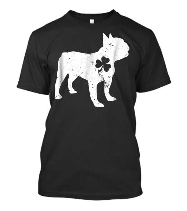 French Bulldog With Shamrock For St Patrick's Day T-Shirt
