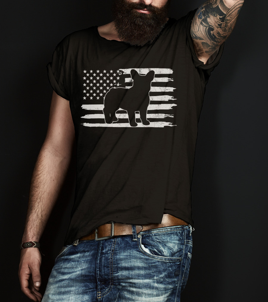 Frenchie American Flag Fourth Of July T-Shirt