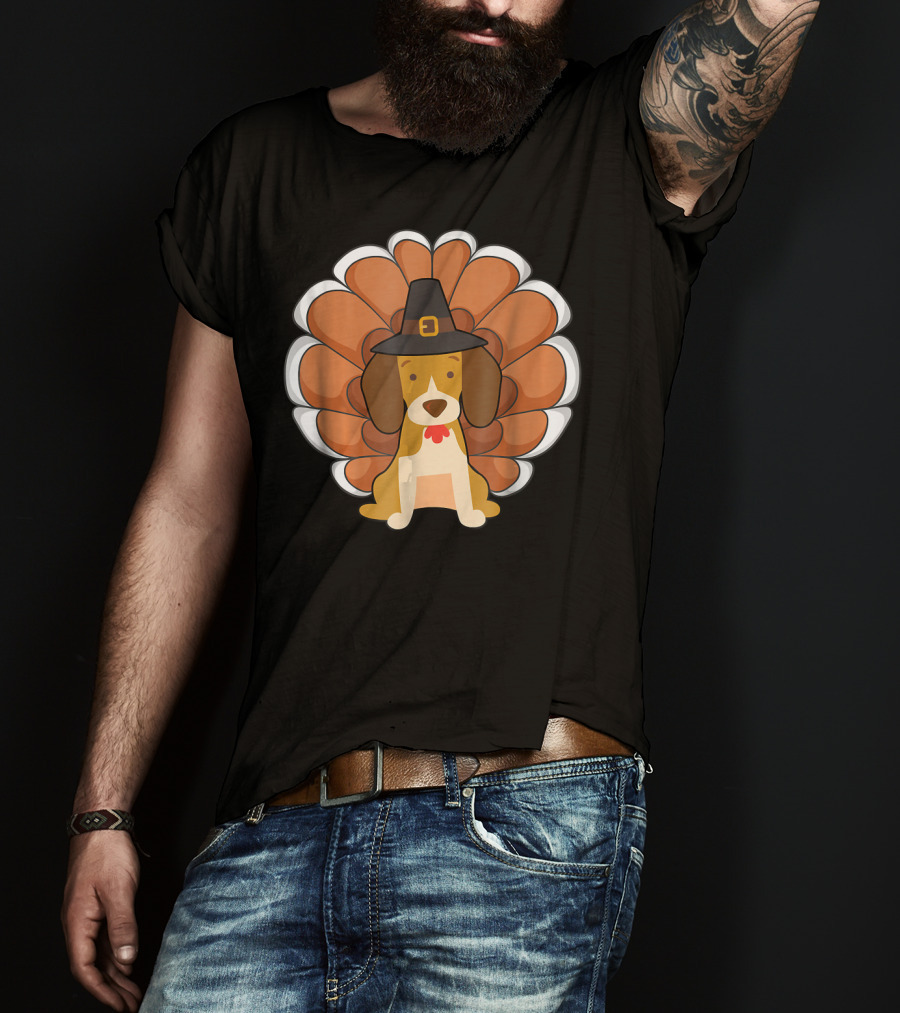 Funny Beagle Turkey Thanksgiving Hat Humor T-Shirt