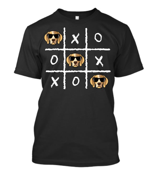 Tic Tac Toe Funny Vintage Nostalgic Beagle Dog Sunglasses T-Shirt