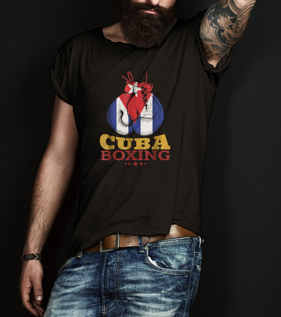 Cuba Boxing Gloves With Cuban Flag And Stars T-Shirt