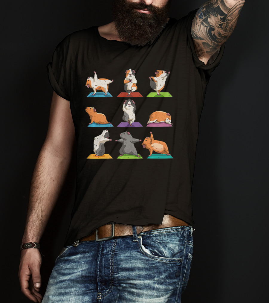 Guinea Pig Yoga Positions Workout Cute Animal Exercise Poses T-Shirt