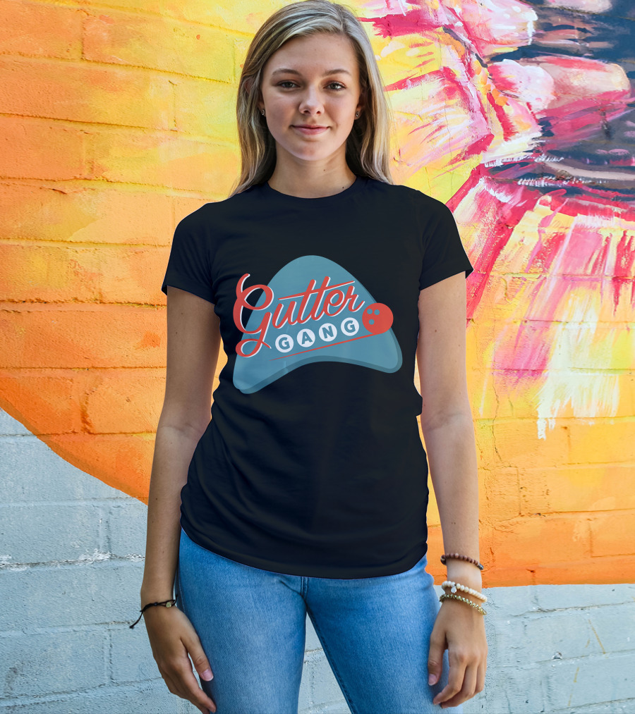 Gutter Gang Bowling League Team Retro Bowling Ball T-Shirt