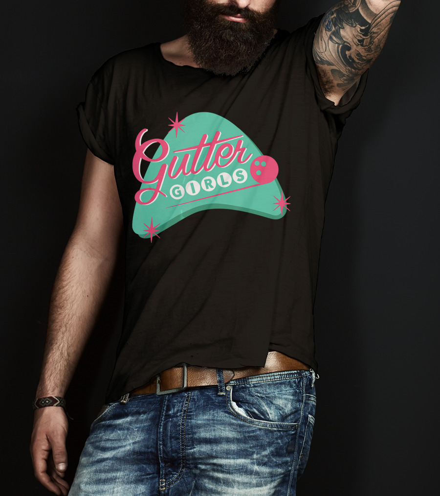 Gutter Girls Bowling Team Retro Logo Pastel T-Shirt