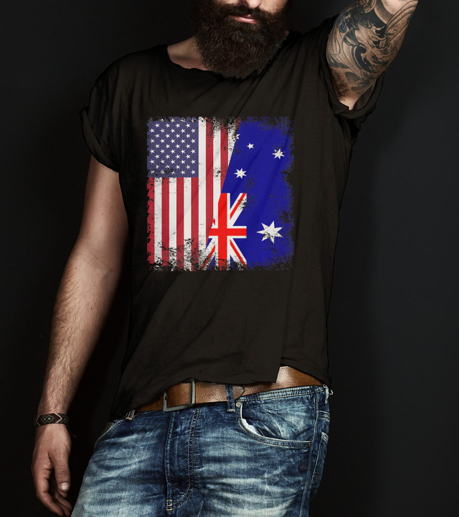 Vintage Half American Australian Flag Iconic T-Shirt