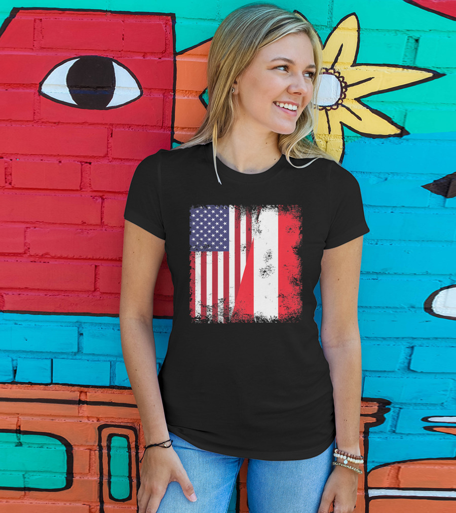 USA Austrian Flag Vintage Austria U T-Shirt