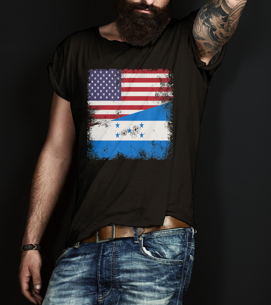 Half Honduran Half American Flag Vintage Hon T-Shirt