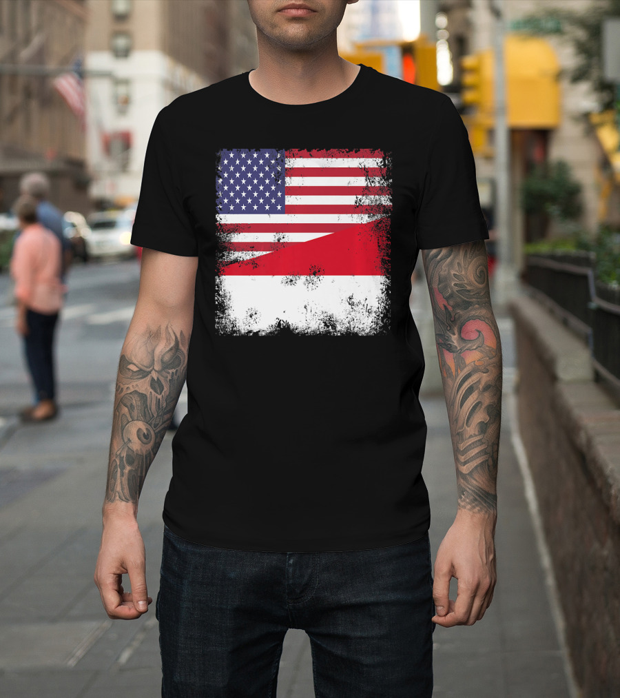 Half Indonesian Half American Flag Vintage Indo USA Fusion T-Shirt