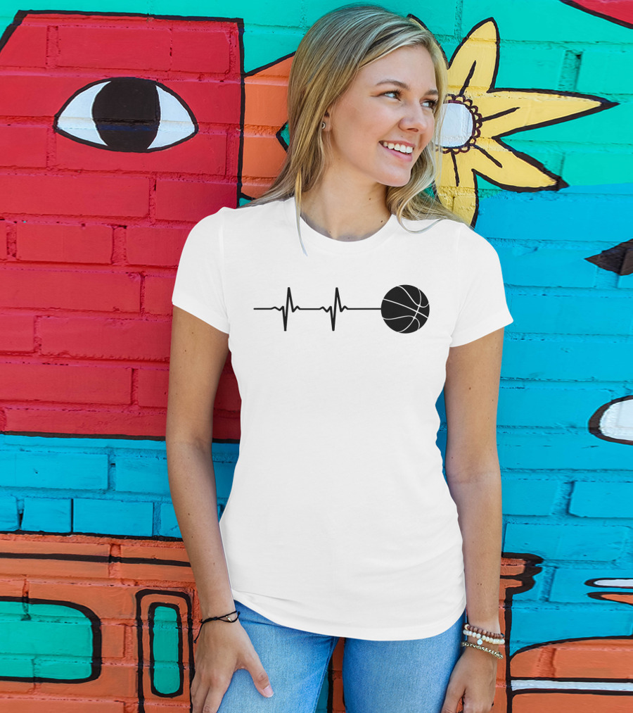 Heartbeat Basketball Player Pulse Path T-Shirt
