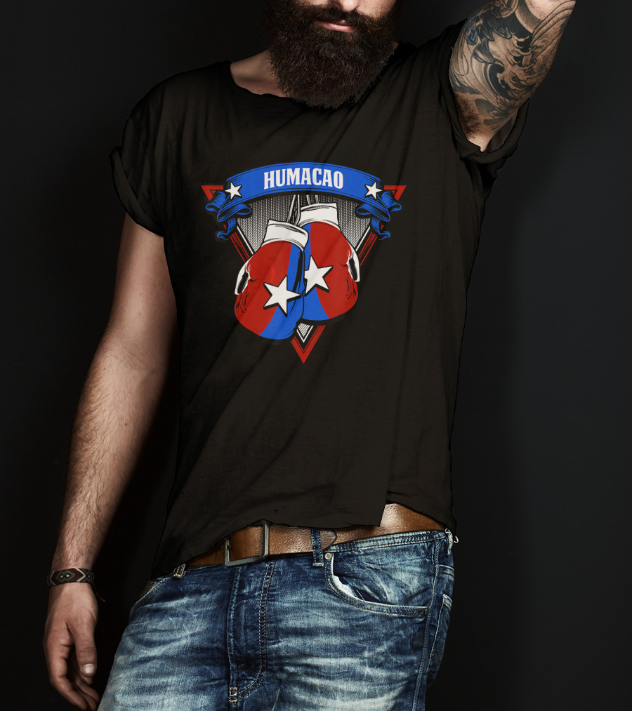 Humacao Puerto Rico Boxing Gloves Star Emblem T-Shirt