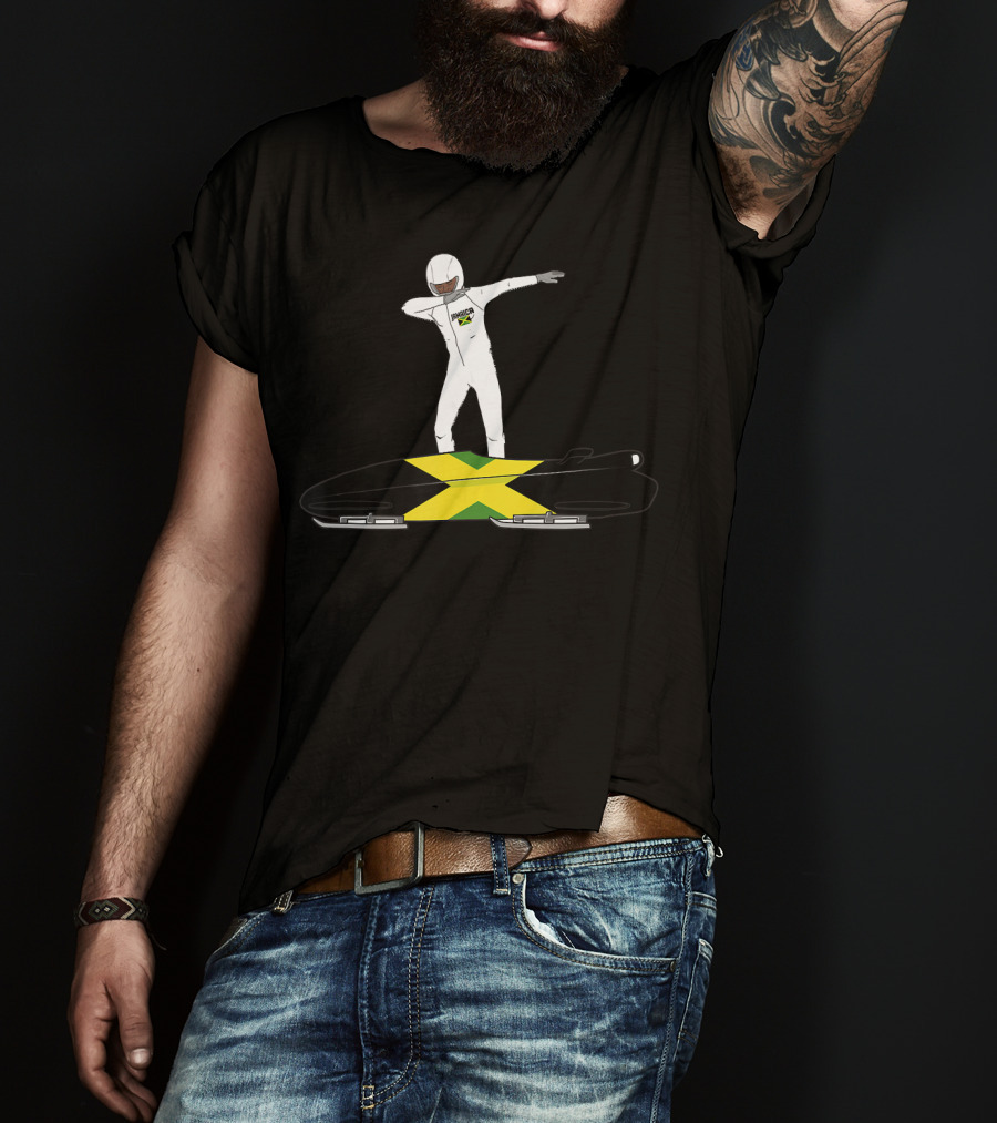 Jamaica Dabbing Bobsledding Bobsled Team Jamaica Flag T-Shirt