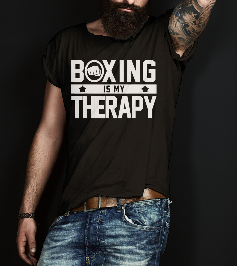 Boxing Is My Therapy Fist Icon Boxing Therapy T-Shirt