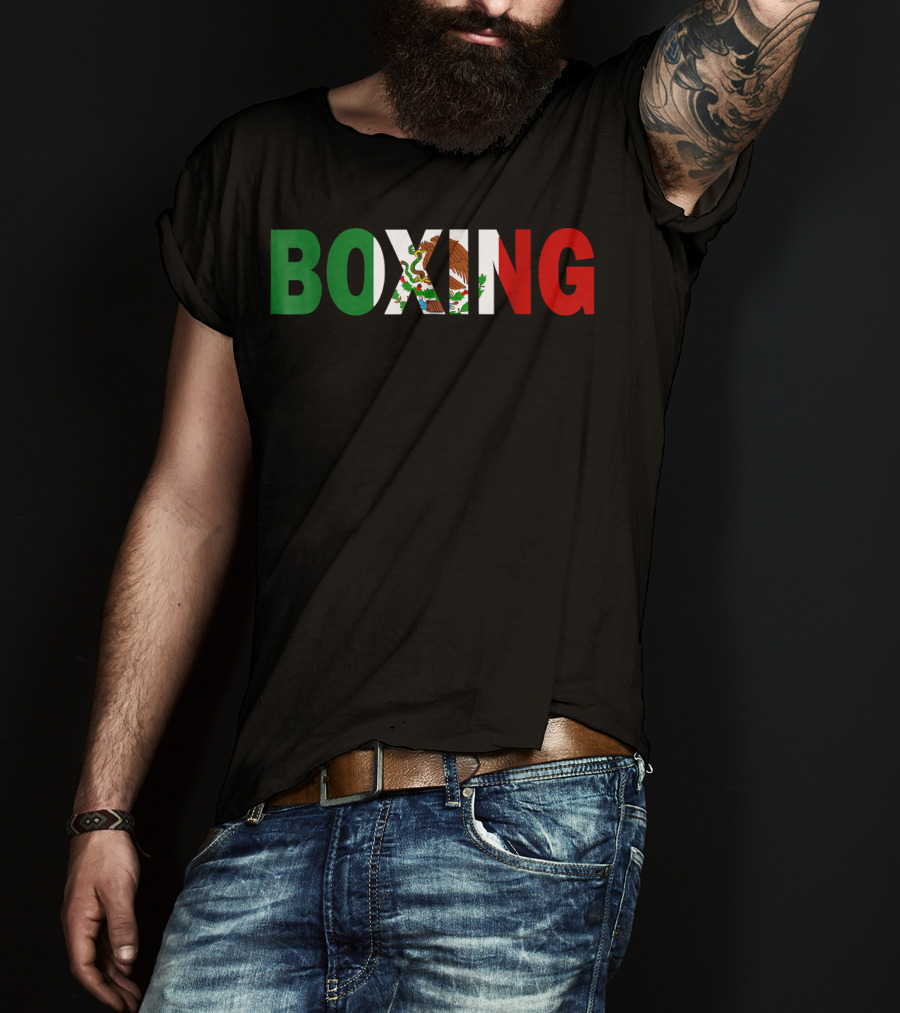 Boxing Mexican Flag Eagle Emblem T-Shirt