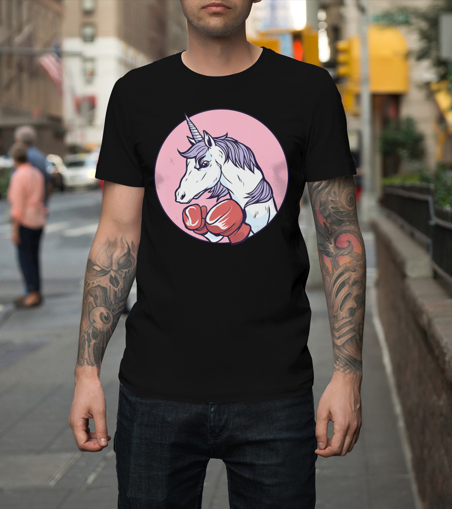 Unicorn Boxing Punchin' Power With Gloves T-Shirt