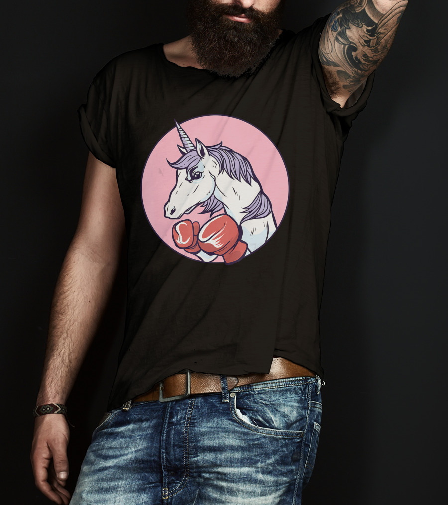 Unicorn Boxing Punchin' Power With Gloves T-Shirt