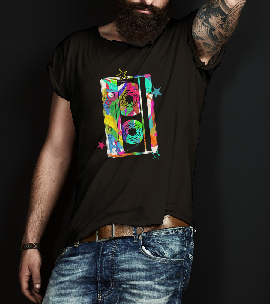 Colorful Cassette Tape Costume Vintage Music Stars T-Shirt