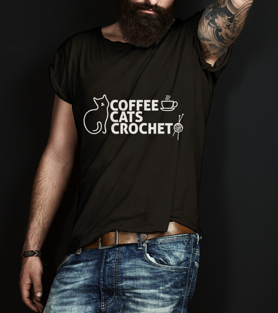 Cat Lover Coffee Cats Crochet Cute Fun T-Shirt