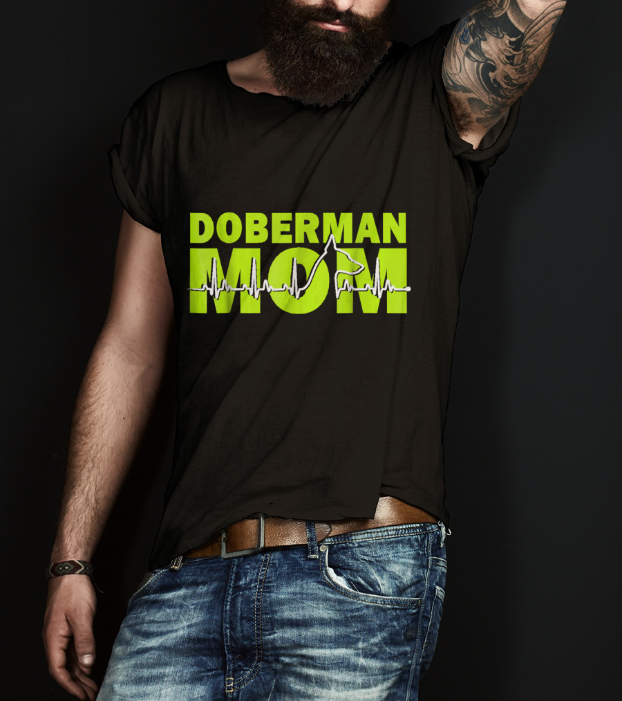 DOBERMAN MOM Heartbeat Dog T-Shirt