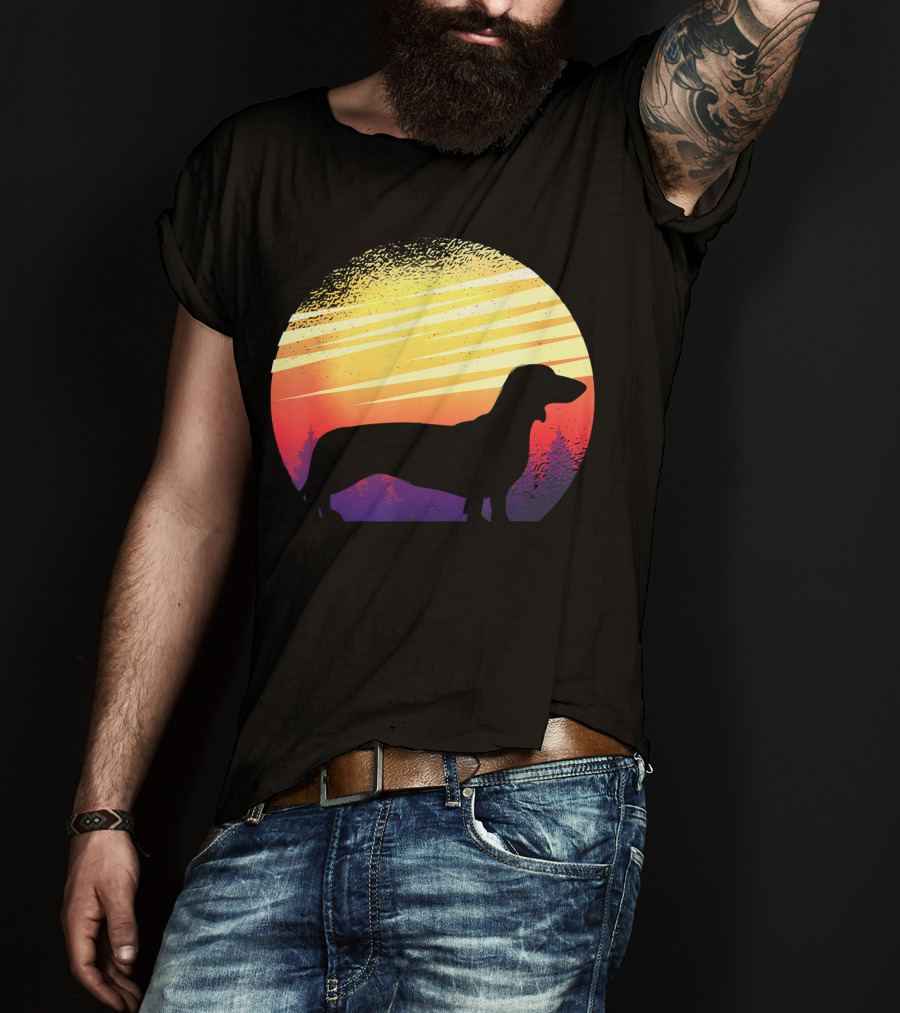 Dog Sunset Dachshund Silhouette Pet Animal T-Shirt