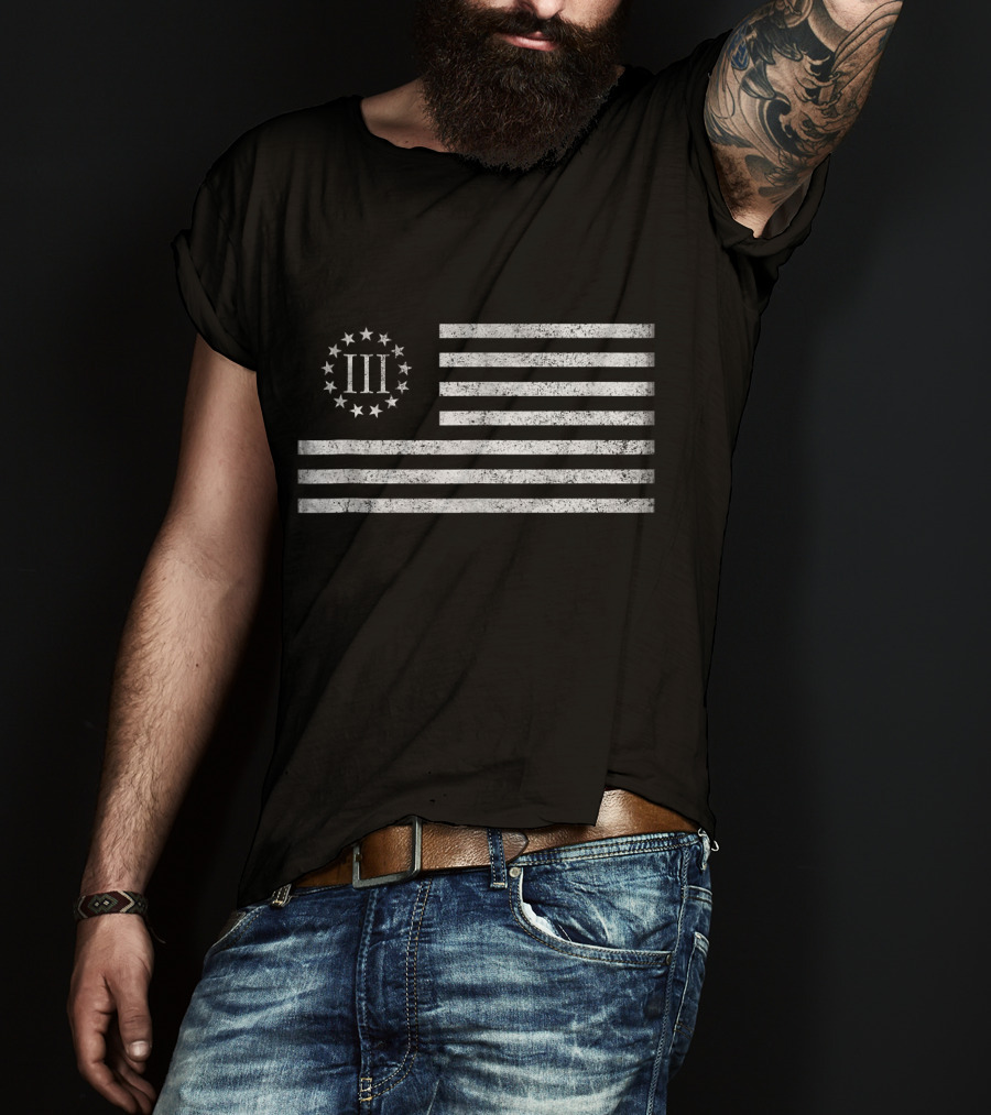 3 III Percenters Betsy Ross Flag With Oath Keepers T-Shirt