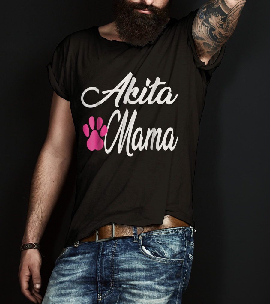 Akita Mama Paw Print Love T-Shirt