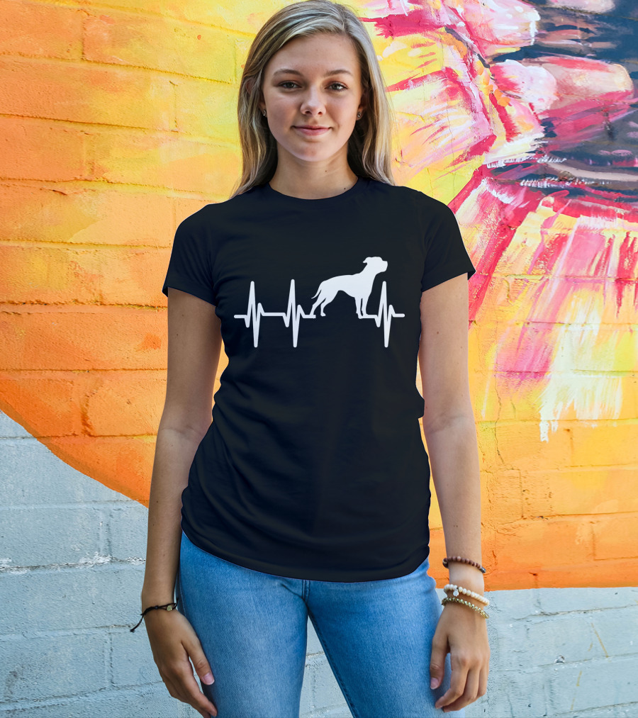 American Bulldog Heartbeat Line Dog T-Shirt