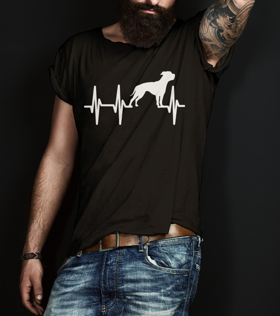 American Bulldog Heartbeat Line Dog T-Shirt