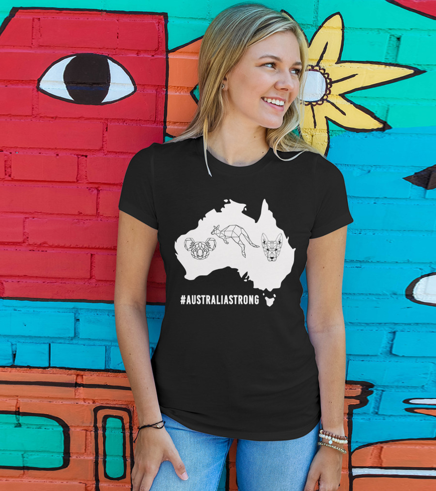 AustraliaStrong Koala Kangaroo Dingo Geometric Map T-Shirt