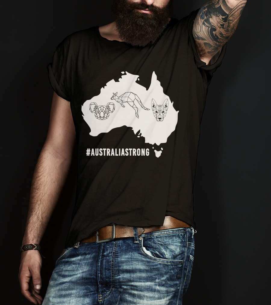 AustraliaStrong Koala Kangaroo Dingo Geometric Map T-Shirt