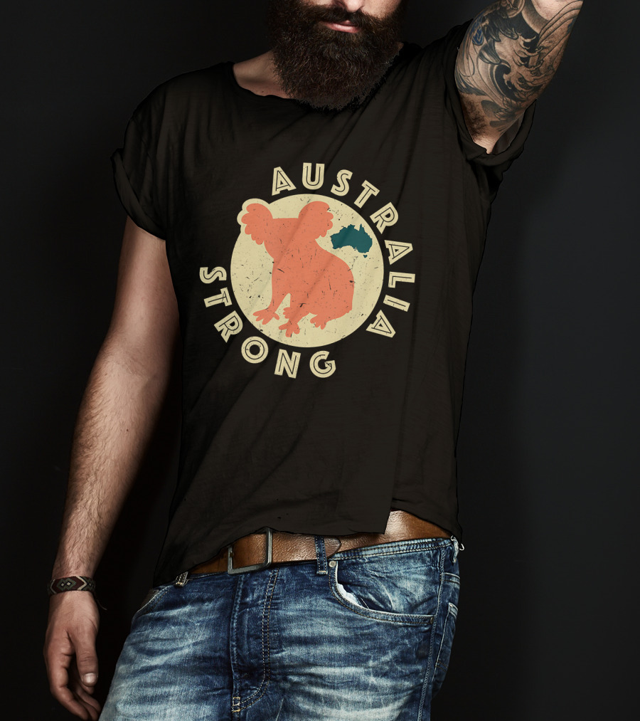 Australia Strong Koala Silhouette With Map T-Shirt