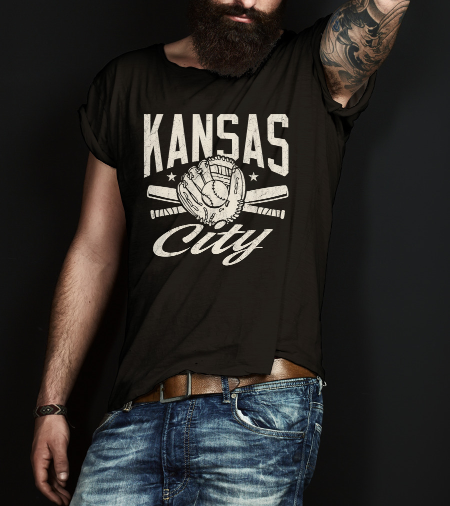 Kansas City Baseball Glove And Bats Fan Hom Season T-Shirt