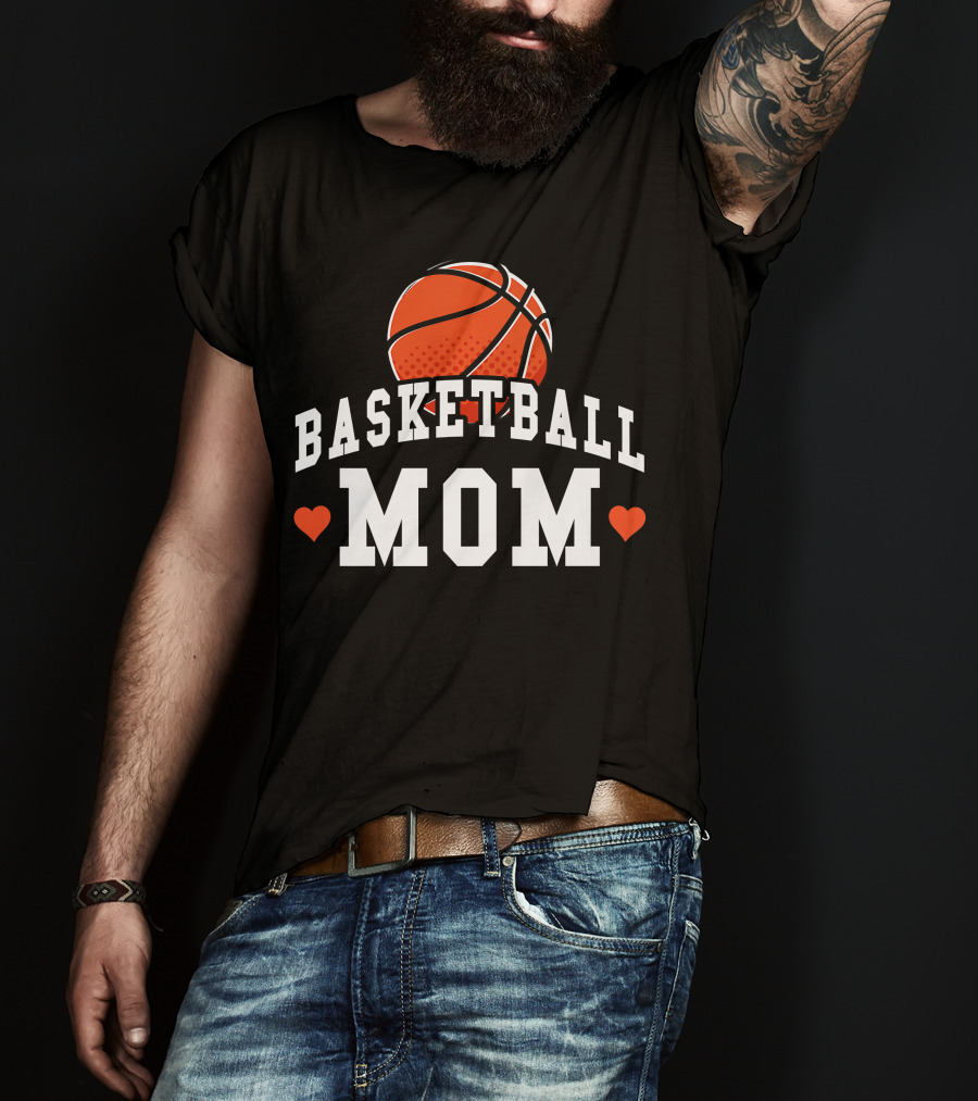 Basketball Mom Women's Shirt With Hearts And Basketball T-Shirt