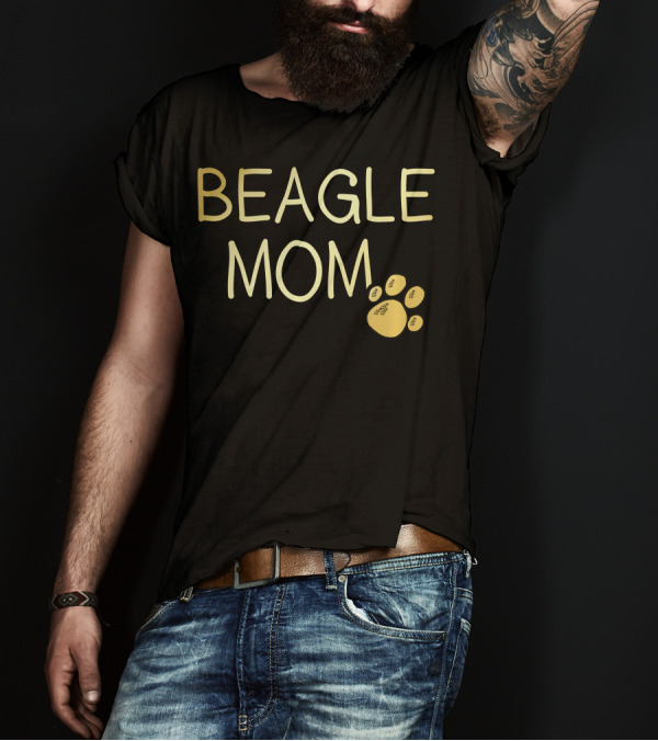 Beagle Mom Paw Print Dog Lover Mama Owner Cut T-Shirt