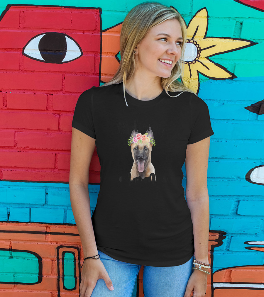Malinois Mama Floral Crown Belgian T-Shirt