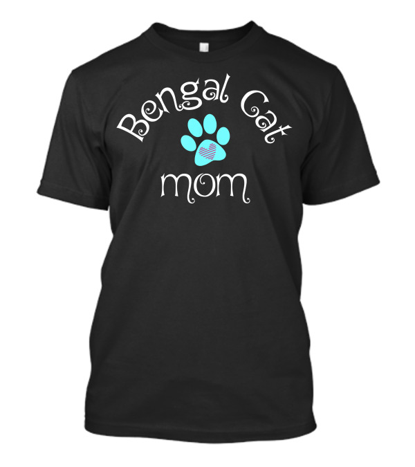 Bengal Cat Mom Heart Paw Prints T-Shirt