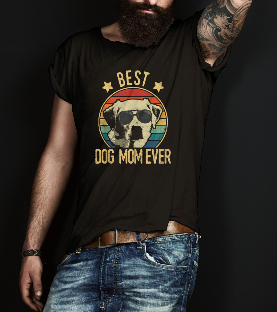 Best Dog Mom Ever Labrador Retrievers Retro Sunglasses T-Shirt