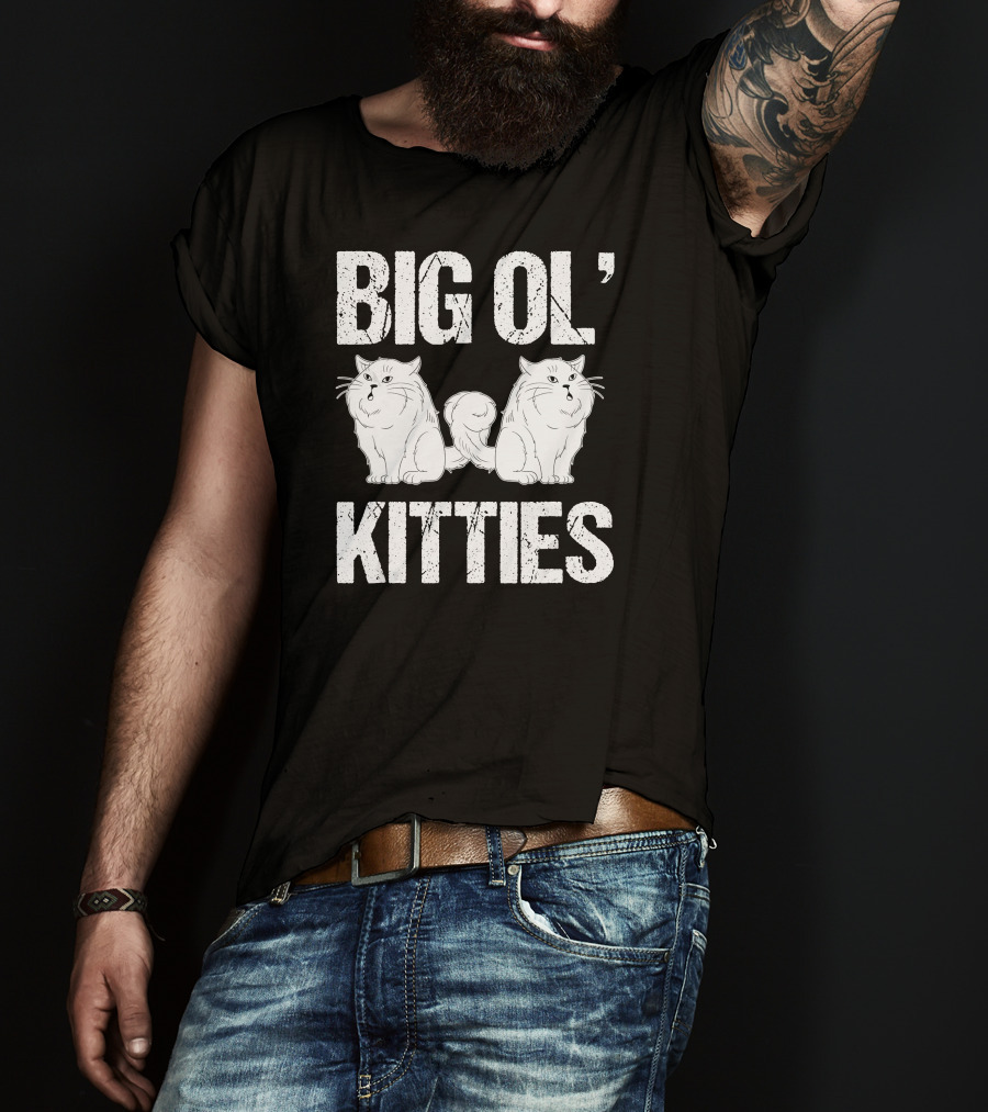 Big Ol Kitties Funny Cat Lover White Furry Cats T-Shirt