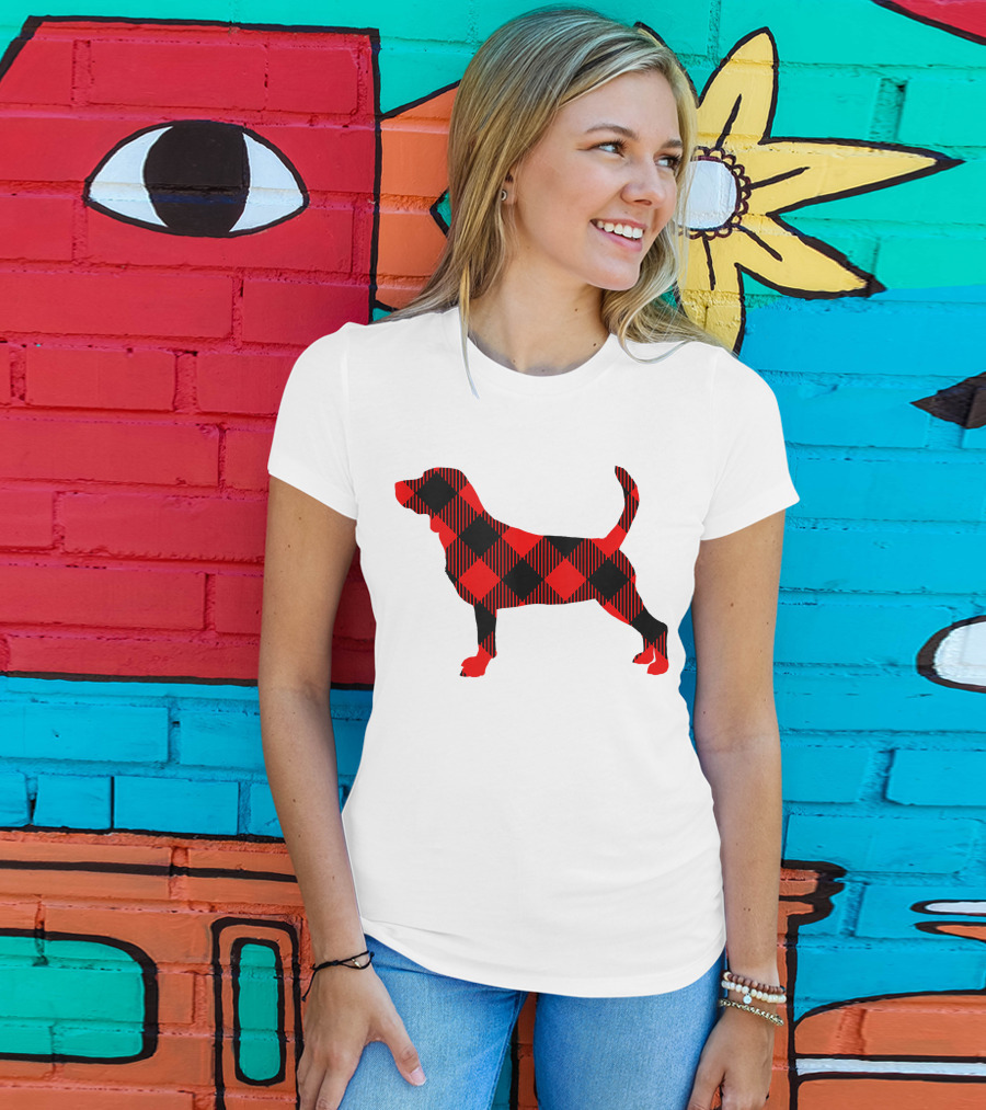 Black Red Plaid Labrador Dog Mom Paw T-Shirt