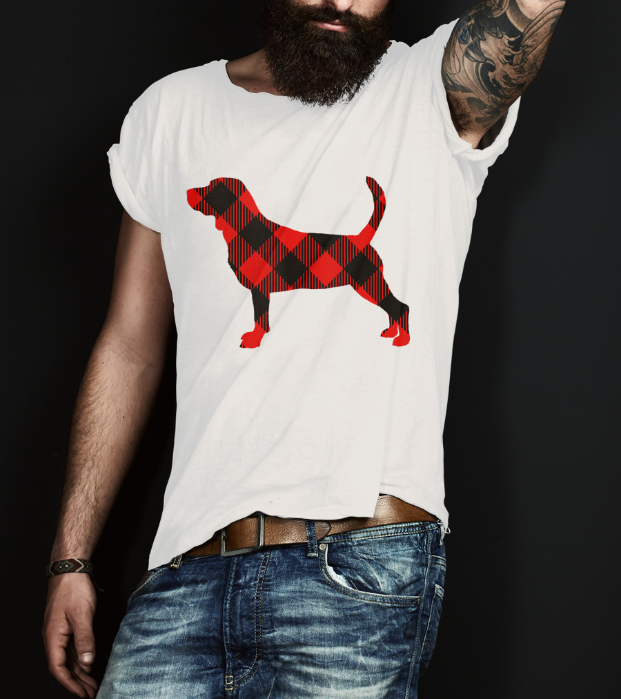 Black Red Plaid Labrador Dog Mom Paw T-Shirt