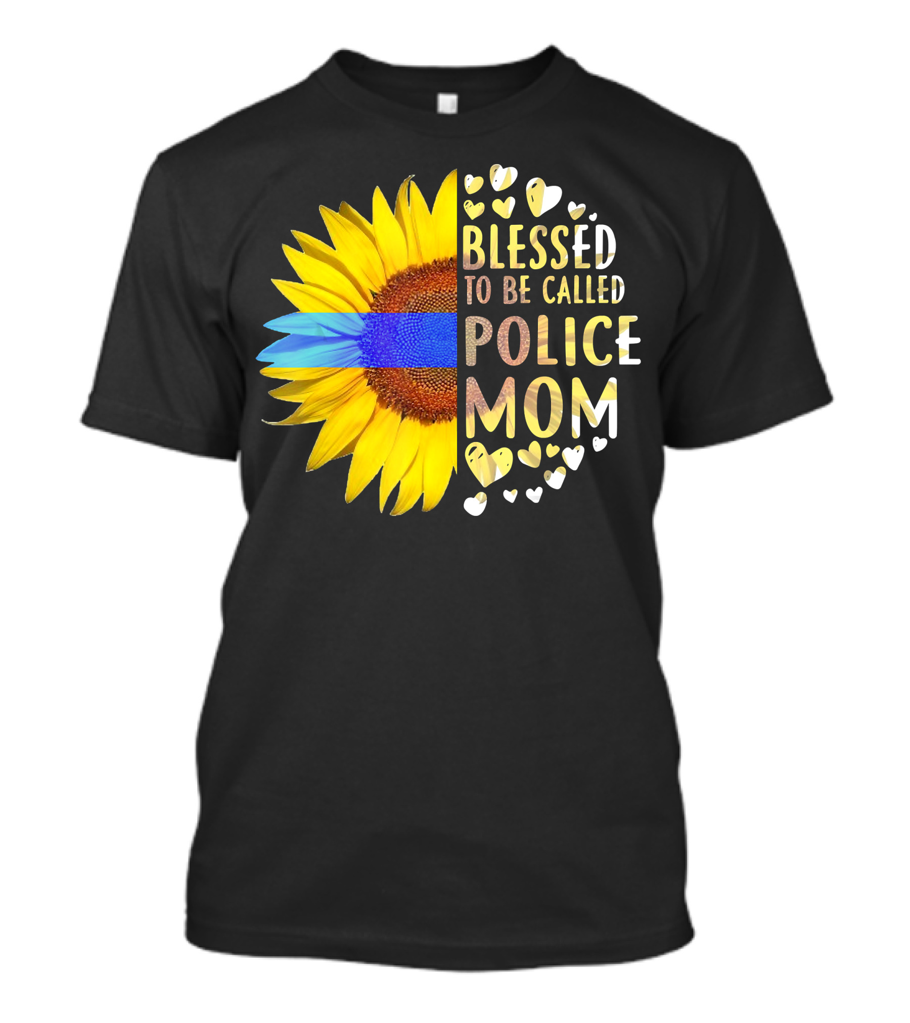 Blessed To Be Called Police Mom Sunflower Heart Elements T-Shirt
