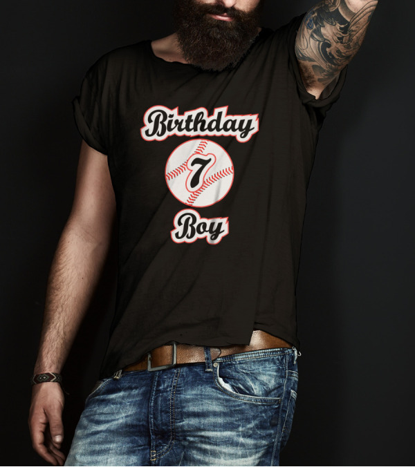 Birthday Boy 7 Baseball Seventh Seven Years T-Shirt