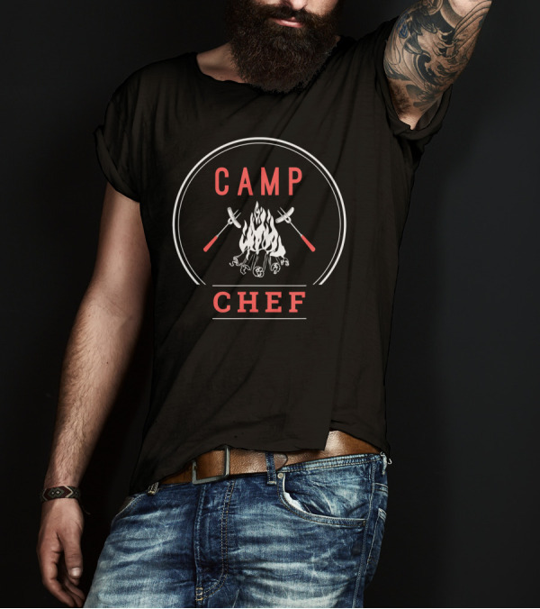 Camp Chef Cooking Outdoors BBQ Cookfire Roasting Sausages T-Shirt